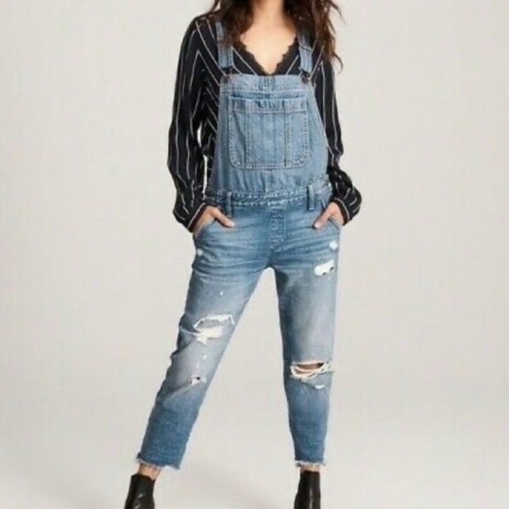 Abercrombie & Fitch Light Blue Denim Overalls